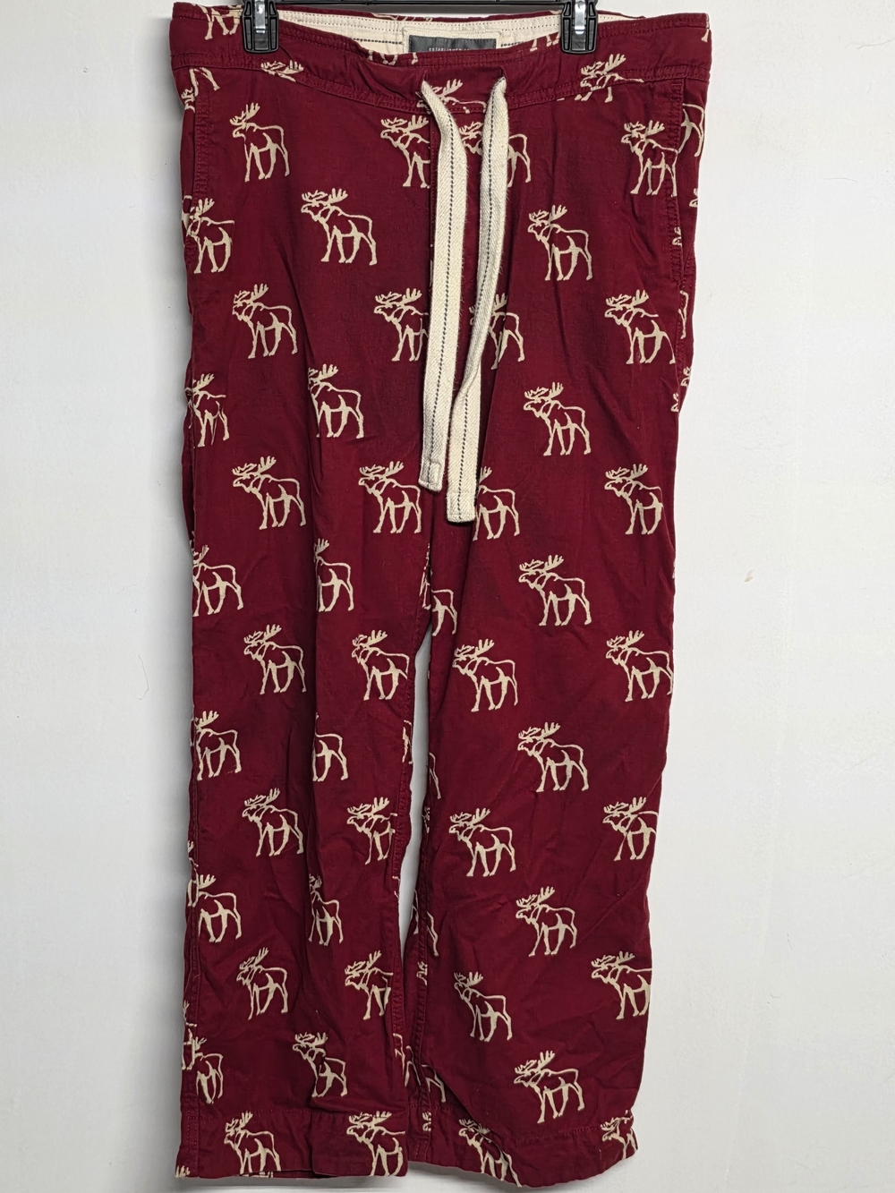 Y2K Abercrombie & Fitch Moose Print Pajama Lounge Pants Burgundy Red Women’s S